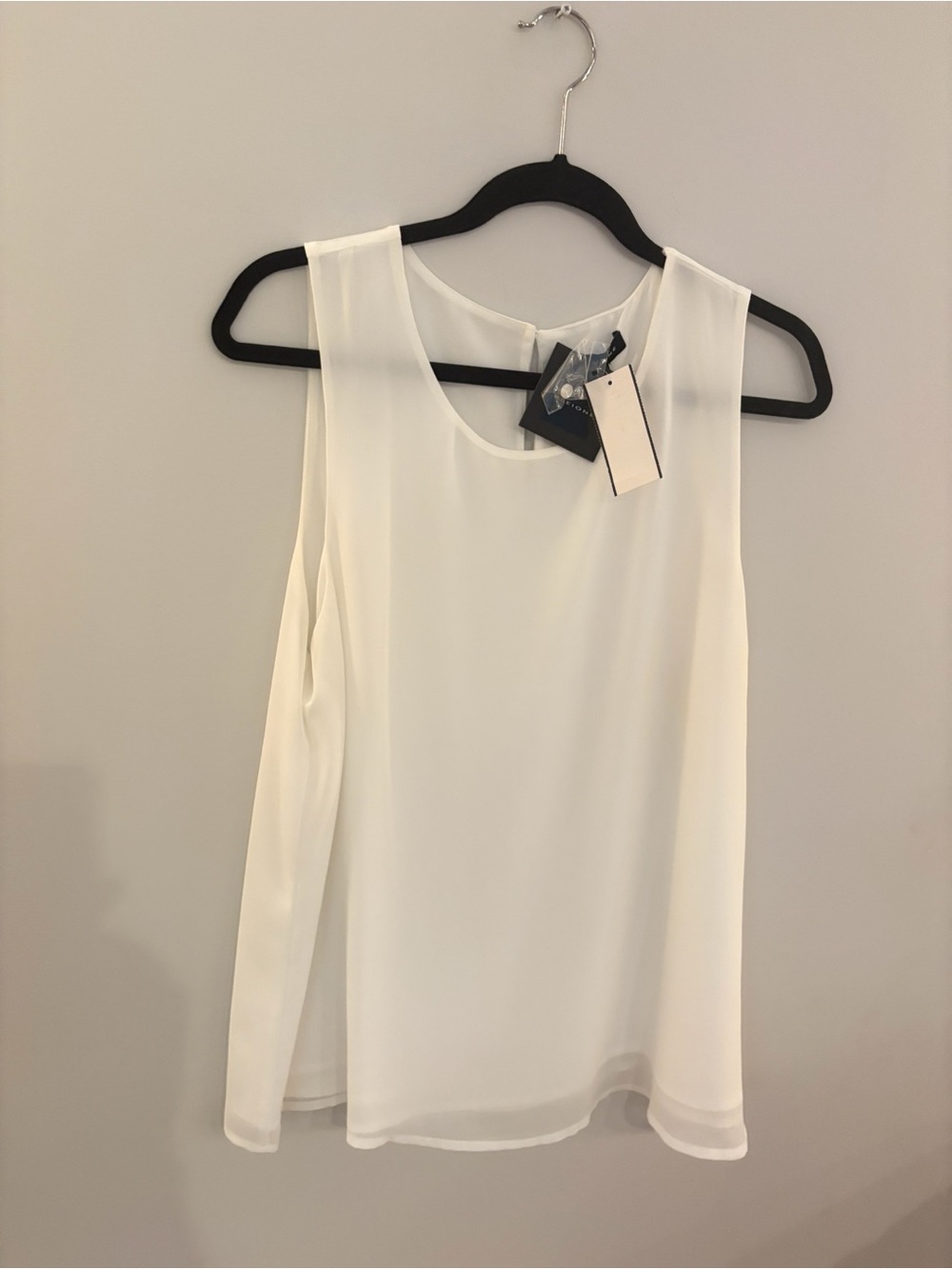 NWT Pleione Ivory Sleeveless Chiffon Blouse Size XL - Picture 10 of 12